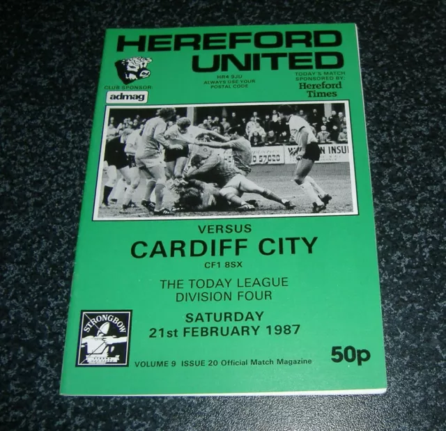 Hereford Utd v Cardiff 1986/87 - *MINT Condition*