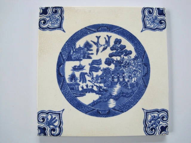 Antique Pilkington's 6" Willow Pattern Tile - Pattern E776 Circa 1905