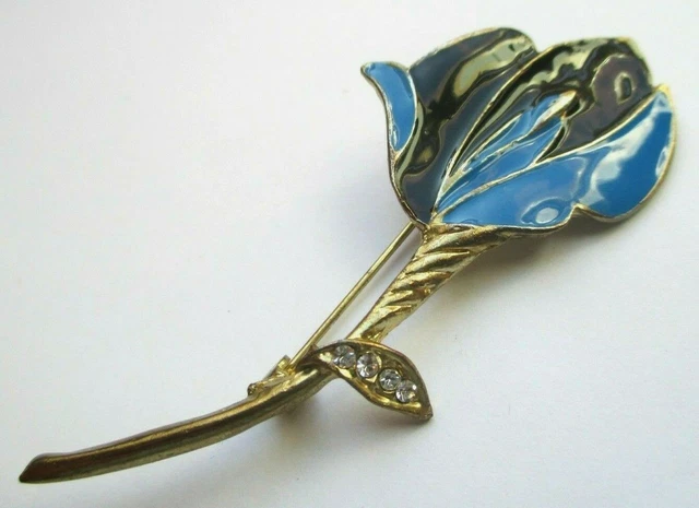 Broche Vintage Oiseau Du Paradis En émail Brillant - Couleurs Or, Noir, Beige - État Impeccable