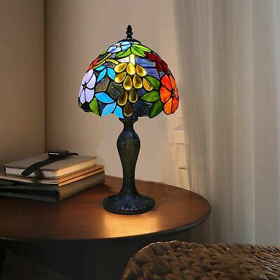 Flowered Tiffany Style Handcrafted Table Lamps 10" Stained Glass Shade E27 Bulb