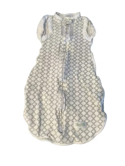 Woombie Convertible Sleep Sack Arms In/Out Baby Swaddle 3-6m  14-19lb white Gray