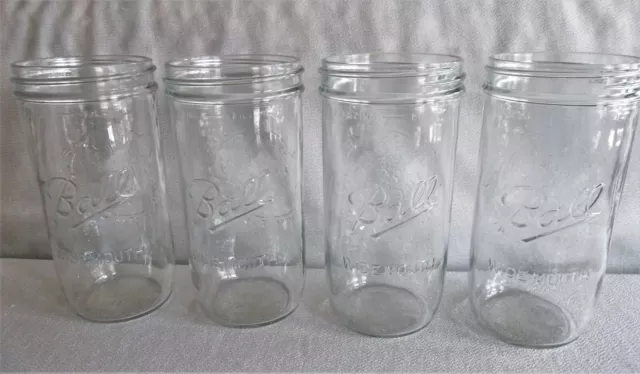 Lot of 4 Ball Freezer Fruit Jars 20 oz. Wide Mouth Clear 124A Mason 2.5 Cups Lot of 4 Ball Freezer Fruit Jars 20 oz. Wide Mouth Clear 124A Mason 2.5 Cups