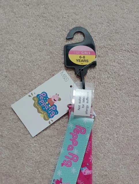 Marks & Spencer Ragazze Peppa Pig 2 X Cinture Elastiche Età 6-8 Anni Nuovissime & Etichetta