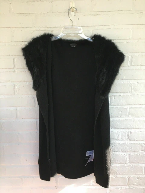 SALE - Theory Black Genuine Rabbit Fur Hooded 100% Wool Vest Jacket - Size S SALE - Theory Black Genuine Rabbit Fur Hooded 100% Wool Vest Jacket - Size S