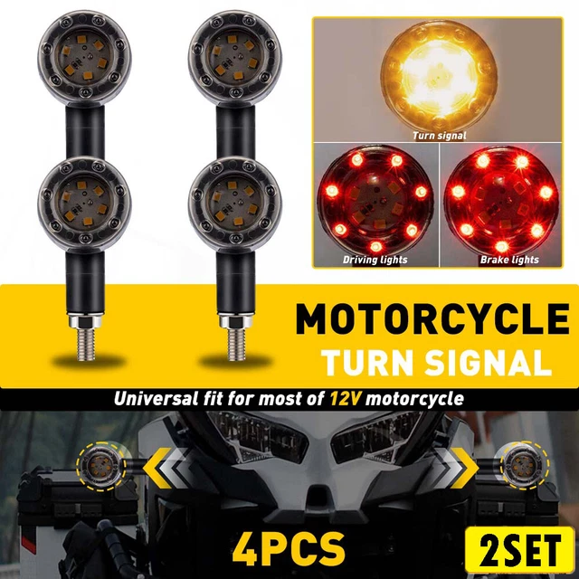 8PC Motorcycle Bullet LED Front Turn Signal Amber Red Light for YSuzuki Kawasaki
