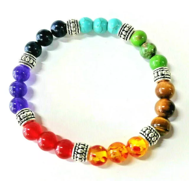 7 Chakra Healing Natural Stone Round Gemstone Yoga Energy Beads Bracelet Jewelry 5