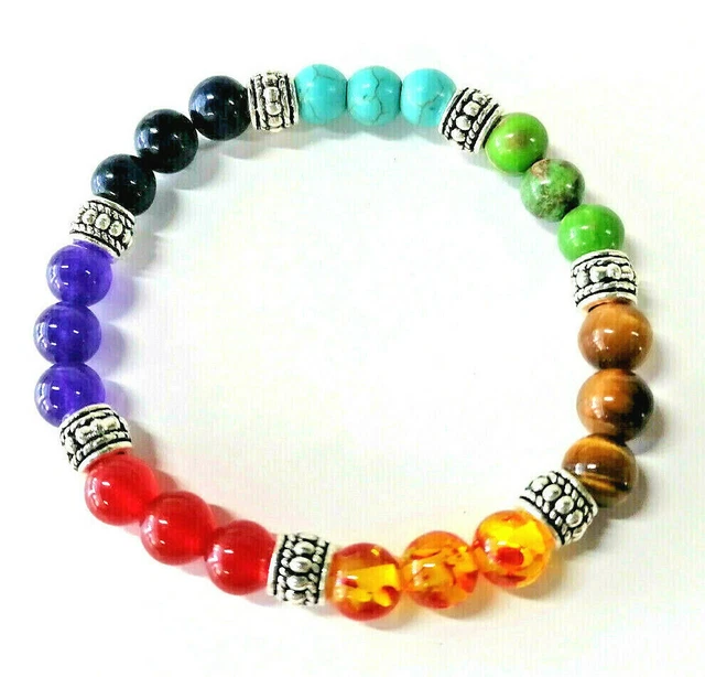 7 Chakra Healing Natural Stone Round Gemstone Yoga Energy Beads Bracelet Jewelry 5