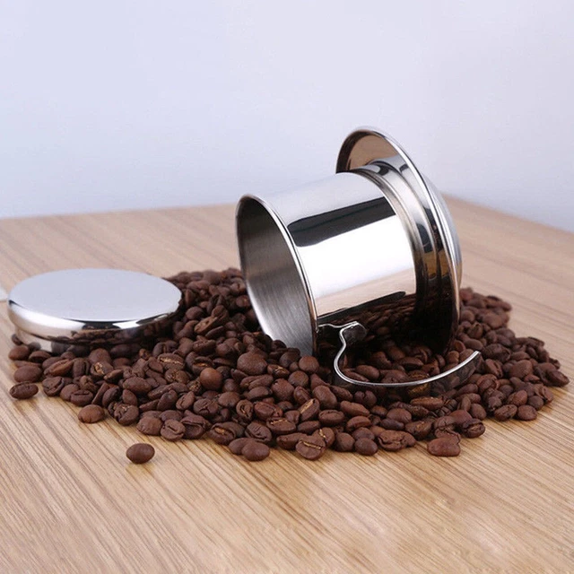 Pressa per Caffè Vietnamita, Caffettiera Vietnamita Caffettiera Portatile in Acciaio Inossidabile Caffettiera Vietnamita per Viaggi da Ristorante da Ufficio a Casa(Oro chiaro