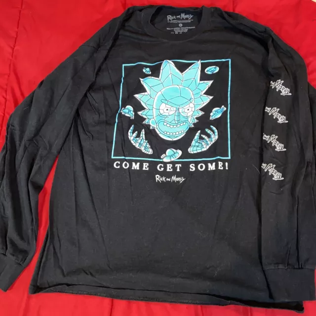 Rick And Morty Long Sleeve Shirt Mens Black  Size Large - Adult Swim