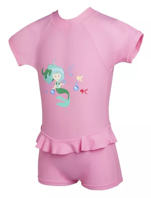 Baby Mädchen Kleinkind Meerjungfrau Sonnenschutz UV Sonnenanzug Bademode pink