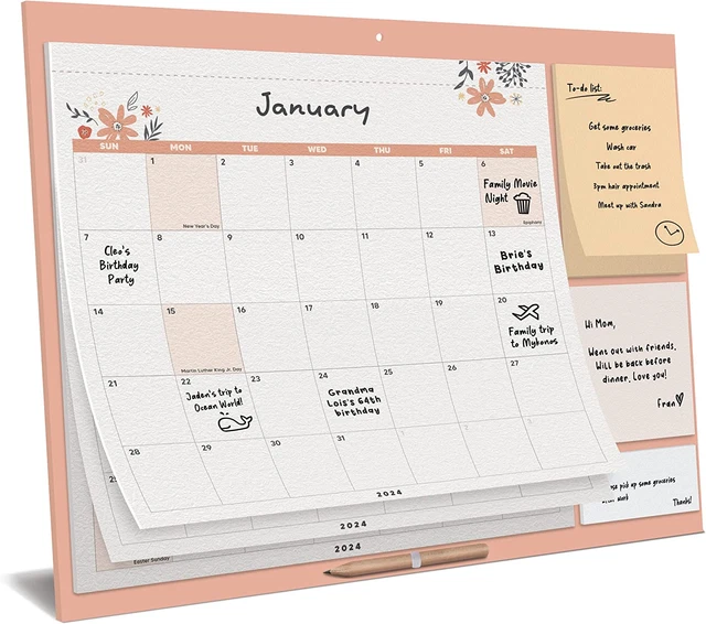 FAMILY WALL CALENDAR 2023-2024 - Floral, Large Magnetic Monthly