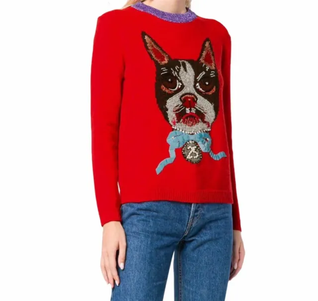 GUCCI embellished Mystic cat sweater M