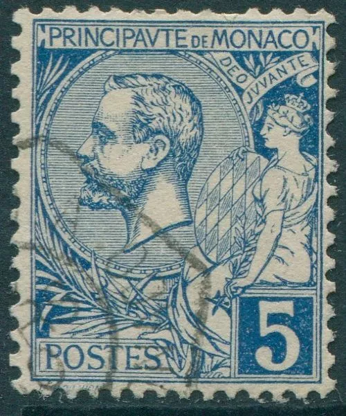 Monaco 1891 SG13 5c blue Prince Albert FU