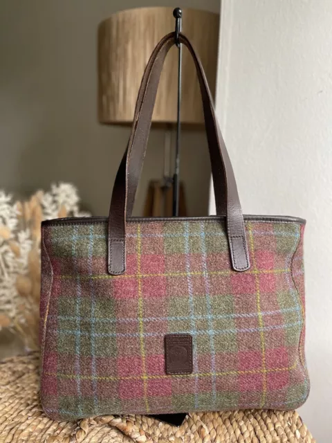 Glenalmond Tweed Harris Tweed handbag tote bag with leather handles