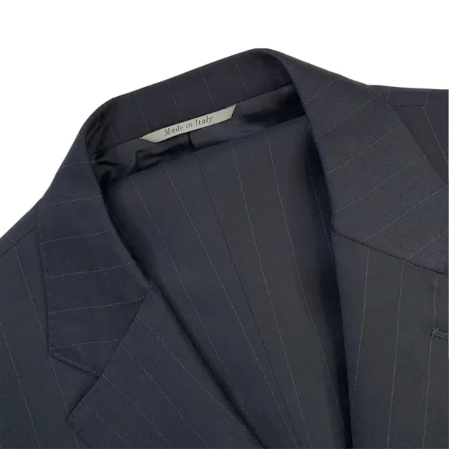 Mens Bespoke 42 R Canali 1934 Navy Blue Pin Stripe Wool Suit  Made Italy