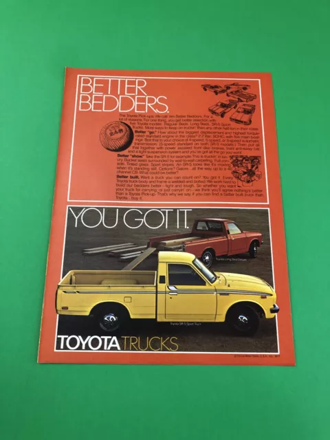 1976 1977 1978 Toyota Sr-5 Sport Pick Up Truck Original Print Ad Advertisement