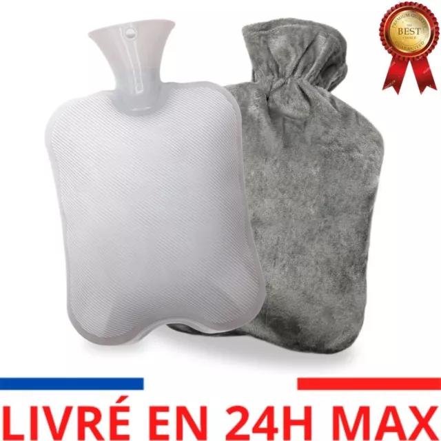 Bouillotte Eau Chaude,2L Bouillotte avec Housse Douce Peluche Amovible et Lavabl