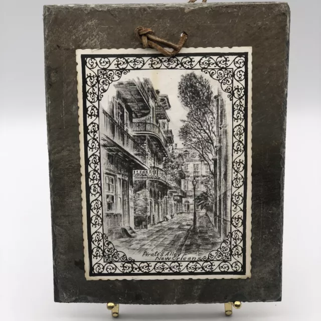 Pirates Alley New Orleans Print By Archie’s Sketches on Antique Roofing Slate