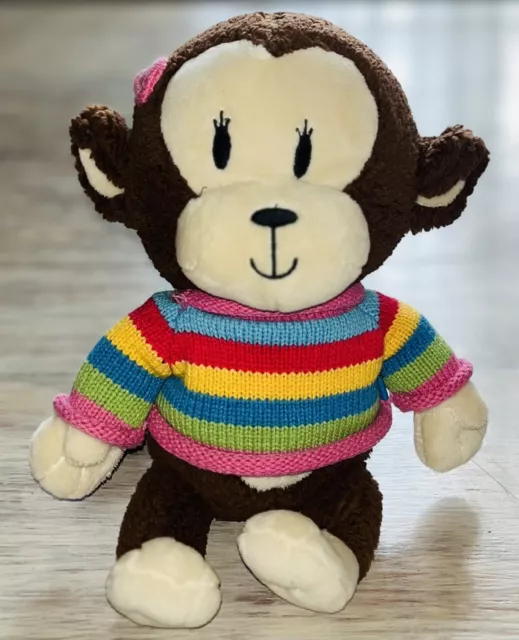 The Childrens Place Monkey Plush Stuffed Brown Tan Striped Sweater