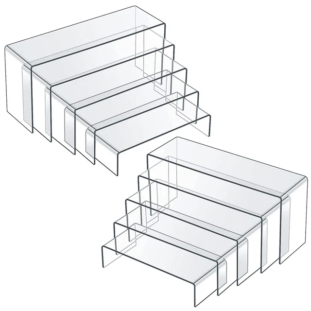10 PIECES CLEAR Acrylic Display Risers Stand Rectangular Jewelry