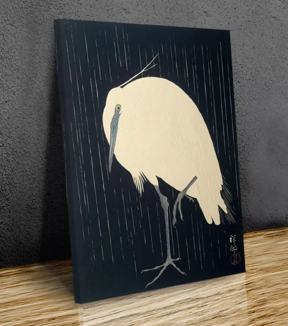 Egret in the rain Ohara Koson canvas print art wall framed or print only