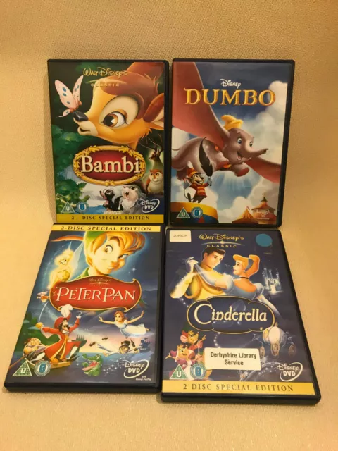 Bundle Disney DVD's x 4 Bambi, Dumbo, Cinderella, Peter Pan. Special Editions