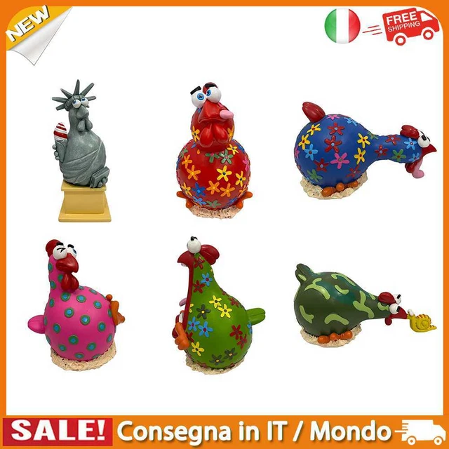 IT Chicken Statue Desk Ornament Courtyard Fairy Garden Decoration Funny Cute