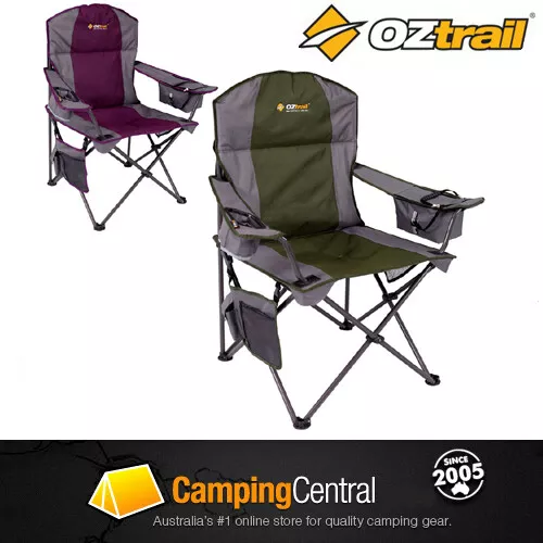 2 x Oztrail Cooler Chair (Purple & Green) Folding Camping Picnic Arm Chair