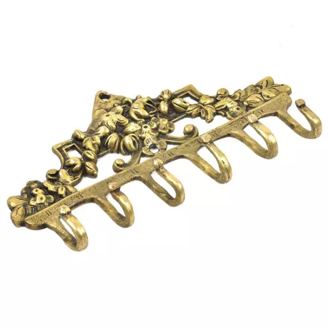 Antique Brass Victorian Wall 6 Hooks Hangers Holder Hanging Coat Towel Clothes