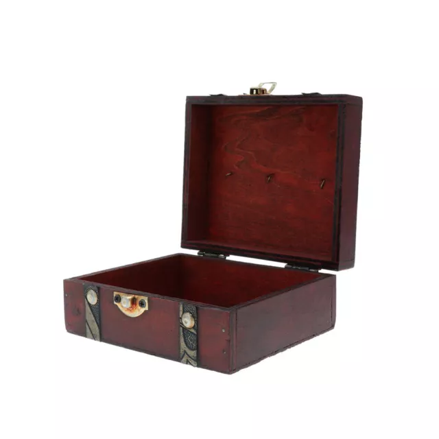Wedding Jewelry Wooden Treasure Chest Storage Box Dark Brown