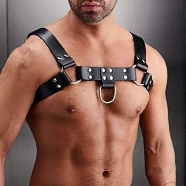 Sexy Men's PU Leather Restrain Chest Strap Harness Belt P4Y1 N1 Costume Gay Y9P7