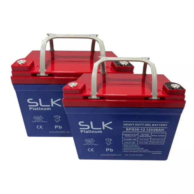 SLK POWER PLATINUM GEL 2 x 12v 36AH MOBILITY SCOOTER WHEELCHAIR BATTERIES