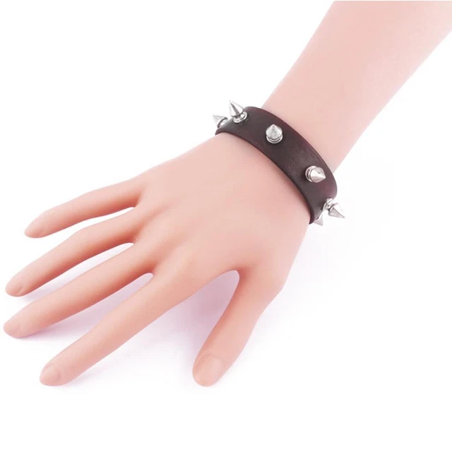 Bracelet rétro en cuir PU, bracelet manchette réglable, bracelet punk