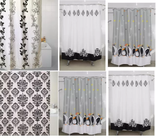 Cortinas de cortina de ducha de baño de diseño moderno con ganchos tamaño estándar 180x180 cm 2