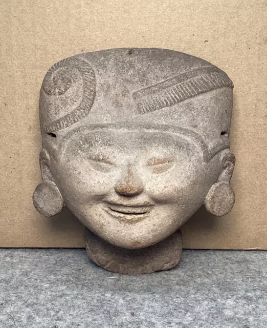 Ancient Pre Columbian Veracruz Sonriente Face Terracotta Head
