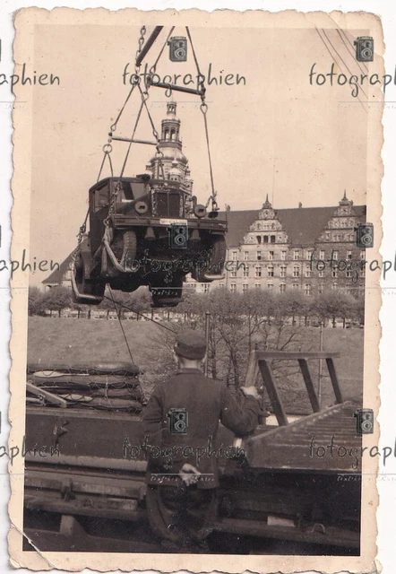 ORGINAL FOTO 2. Weltkrieg Deutschland Stettin Schiff Hafen Verladen