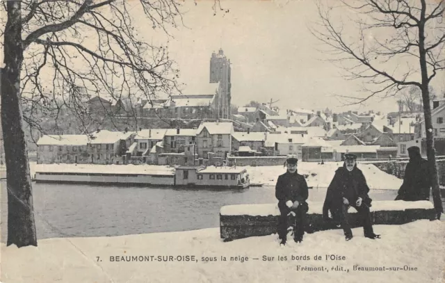 Cpa 95 Beaumont Sur Oise Under The Snow On The Edges Of The Oise