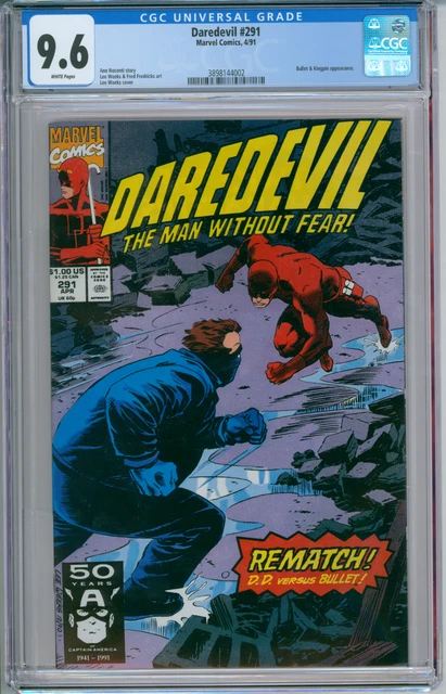 Daredevil #291 CGC 9.6 1991 Marvel White Pages Kingpin Appearance