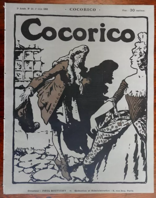 Arthur Michael cover Nobleman in Wig Cocorico 1900 French Art Nouveau magazine