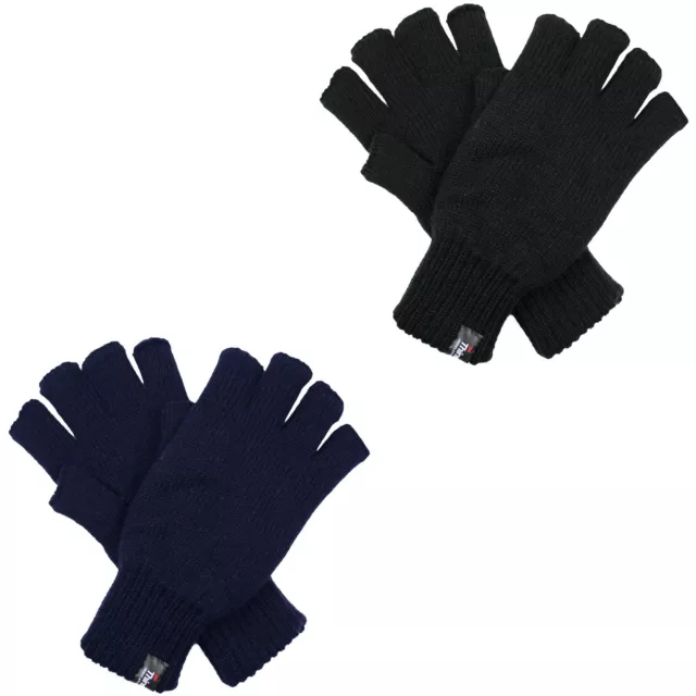 DENTS 3M THINSULATE Polar Fleece Fingerless Gloves Warm Knitted Insulation 2