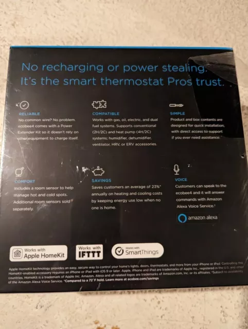 ~ NEW ~  ecobee4  PRO Smart Thermostat with Built-in Alexa, Room Sensor Included