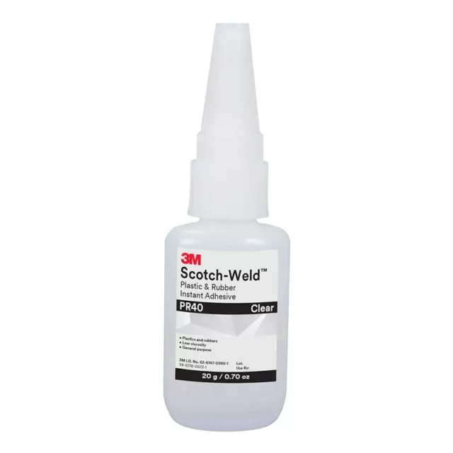 Scotch-Weld Plastic & Rubber Instant Adhesive PR40, Clear, 20 Gram Bottle