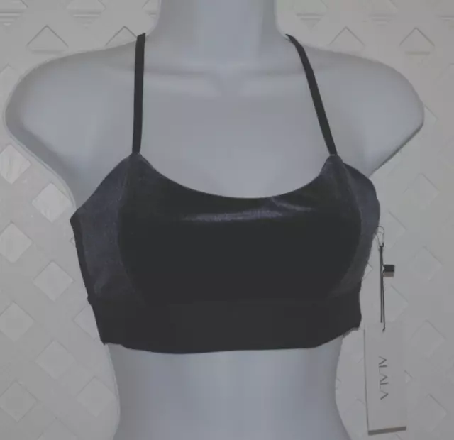 ALANA Charcoal Women's Velour Sports Bra NWT Size Medium