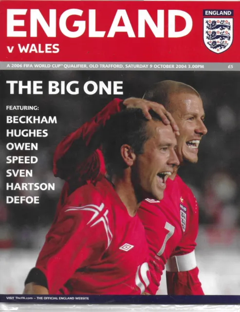 England V Wales 9 October 2004 World Cup Qualifier Old Trafford 2-0 Beckham! Vgc