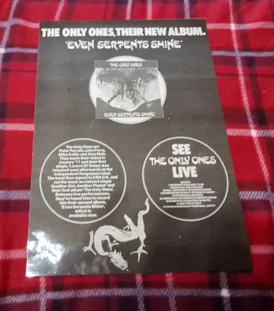 Only Ones Even Serpent Shine 1979  &  UK Tour   Punk  Music  Laminated Poster AD
