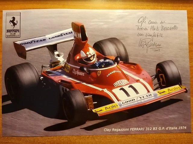 Ferrari Club Maranello (2002). Autografo originale Clay Regazzoni.