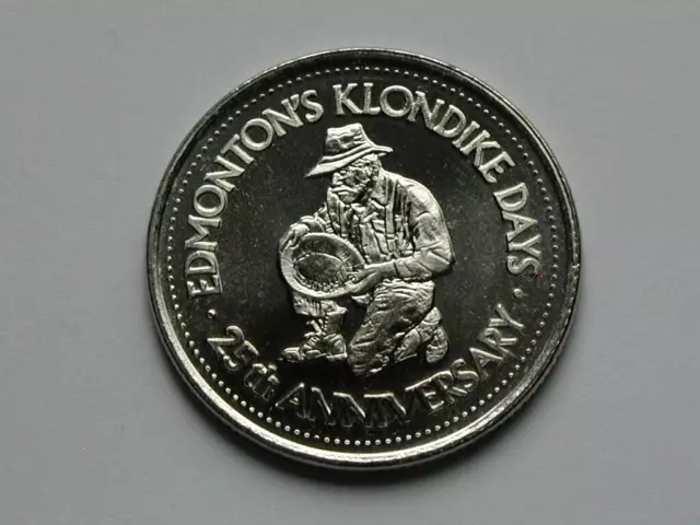 Edmonton AB CANADA 1986 Klondike Days Trade DOLLAR Token with Gold Prospector