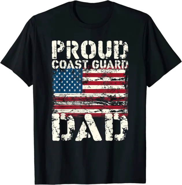 New Limited Coast Guard Dad USCG Distressed US American Flag Gift T-Shirt