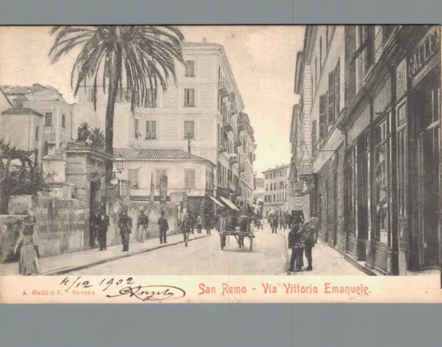 Imperia San Remo via V. Emanuele spedita f. piccolo franc. asp.