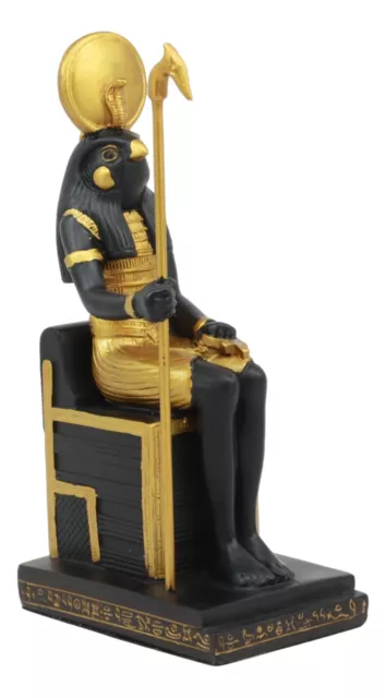 Ancient Egyptian God Of The Sky Horus Falcon Ra Sitting On Throne Statue